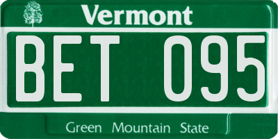VT license plate BET095