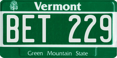 VT license plate BET229