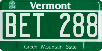 VT license plate BET288