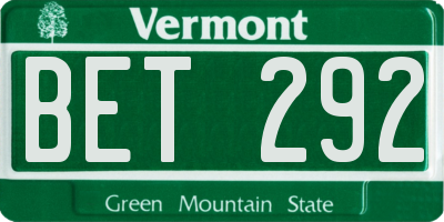 VT license plate BET292