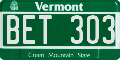 VT license plate BET303