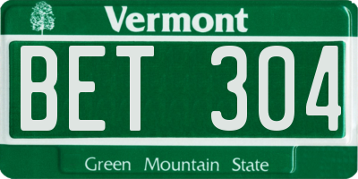 VT license plate BET304