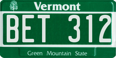 VT license plate BET312