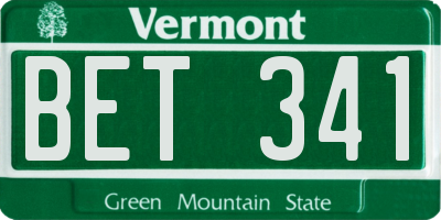 VT license plate BET341