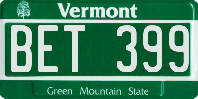 VT license plate BET399