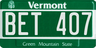 VT license plate BET407