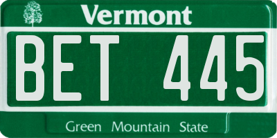 VT license plate BET445