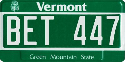 VT license plate BET447