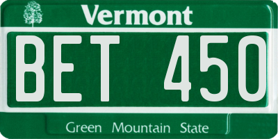 VT license plate BET450