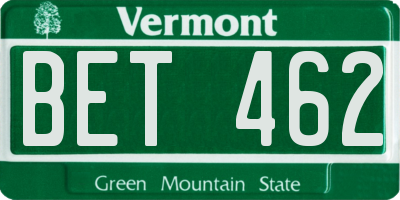 VT license plate BET462
