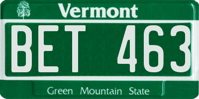VT license plate BET463