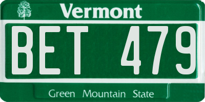 VT license plate BET479