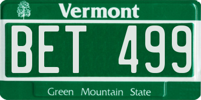 VT license plate BET499