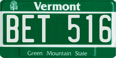 VT license plate BET516