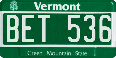 VT license plate BET536