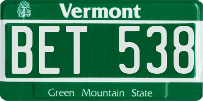 VT license plate BET538