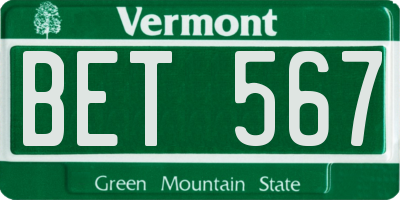 VT license plate BET567