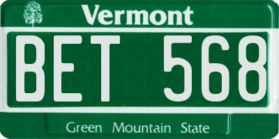 VT license plate BET568