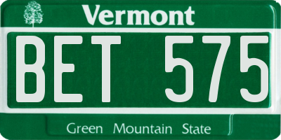VT license plate BET575