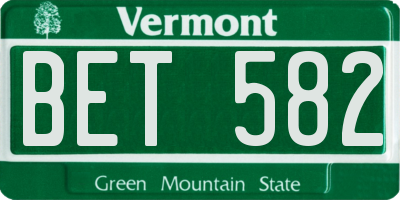 VT license plate BET582