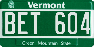 VT license plate BET604