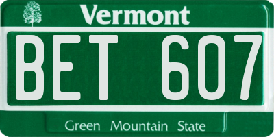 VT license plate BET607