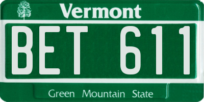 VT license plate BET611
