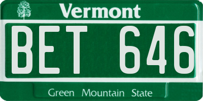 VT license plate BET646