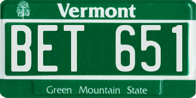 VT license plate BET651