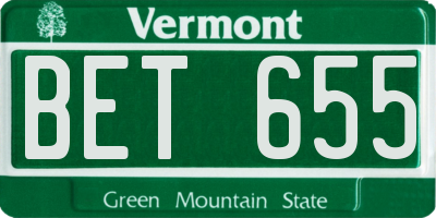 VT license plate BET655