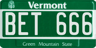 VT license plate BET666