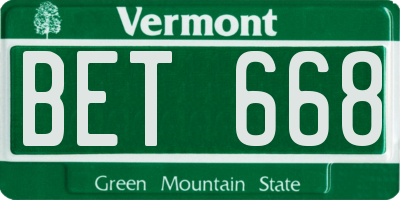 VT license plate BET668