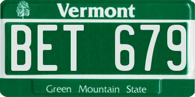 VT license plate BET679