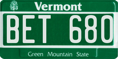 VT license plate BET680