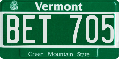 VT license plate BET705