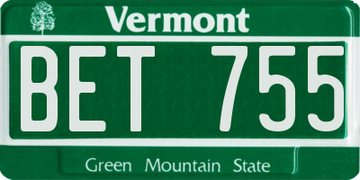 VT license plate BET755