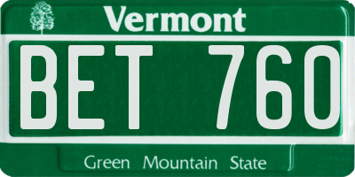 VT license plate BET760