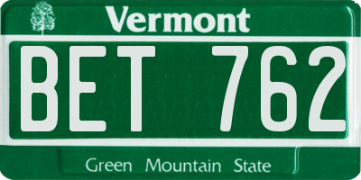 VT license plate BET762