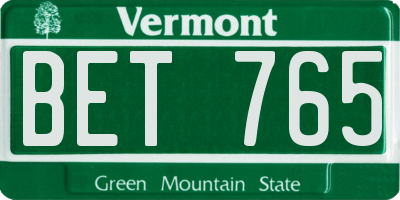 VT license plate BET765