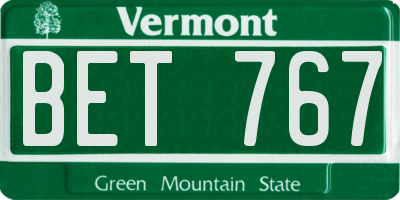 VT license plate BET767