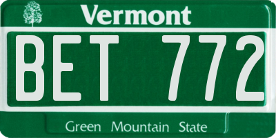 VT license plate BET772