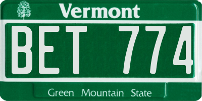 VT license plate BET774