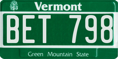 VT license plate BET798