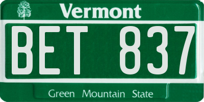 VT license plate BET837
