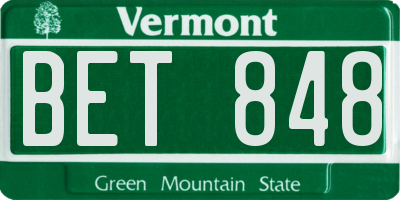 VT license plate BET848