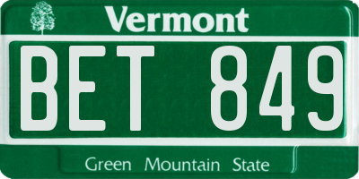 VT license plate BET849