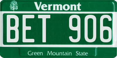 VT license plate BET906