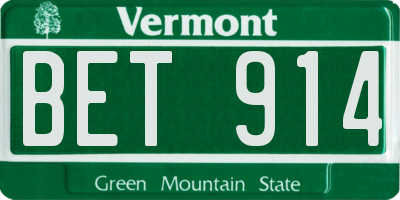 VT license plate BET914