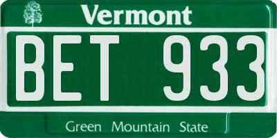 VT license plate BET933