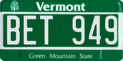 VT license plate BET949